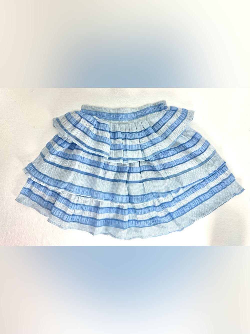 Ruffled 3 Tiered Baby Blue Mini Skirt S